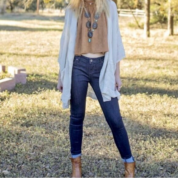 Johnny Was Motley Intricate Tonal Embroidered Kimono Jacket Cream Size M - L - Picture 2 of 16